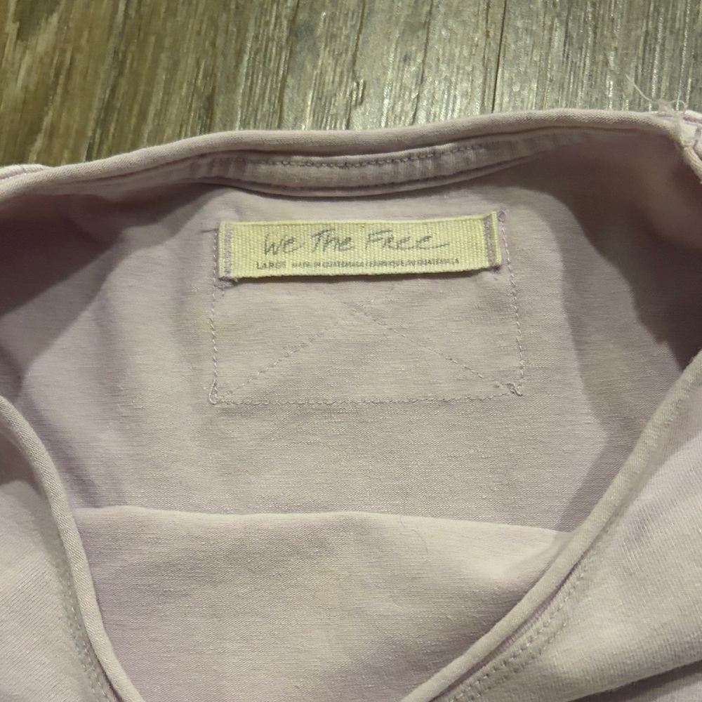 Free People Pale Lavender Short Sleeve Crop Tee - Picture 2 of 3